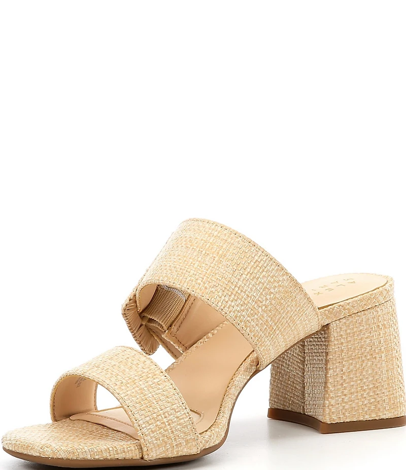 Alex Marie Alayne Raffia Big Buckle Ornament Banded Slide Sandals