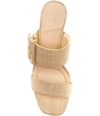 Alex Marie Alayne Raffia Big Buckle Ornament Banded Slide Sandals