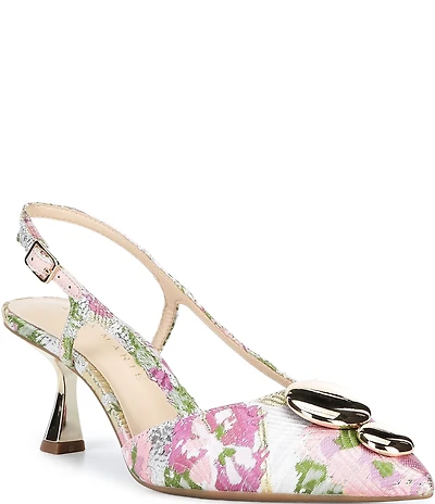 Alex Marie Alix Floral Brocade Ornament Slingback Pumps