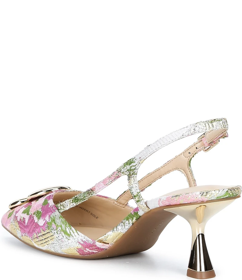 Alex Marie Alix Floral Brocade Ornament Slingback Pumps