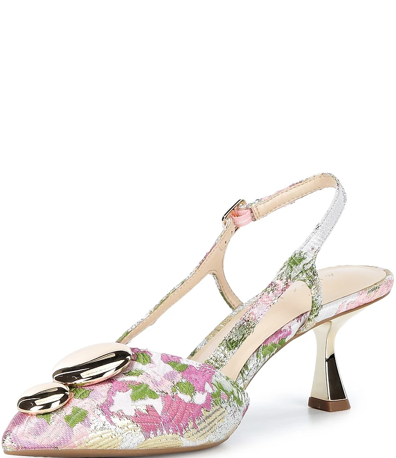 Alex Marie Alix Floral Brocade Ornament Slingback Pumps