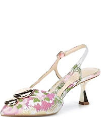 Alex Marie Alix Floral Brocade Ornament Slingback Pumps