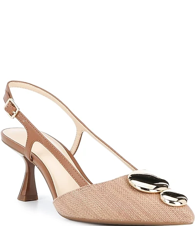 Alex Marie Alix Raffia Ornament Slingback Pumps
