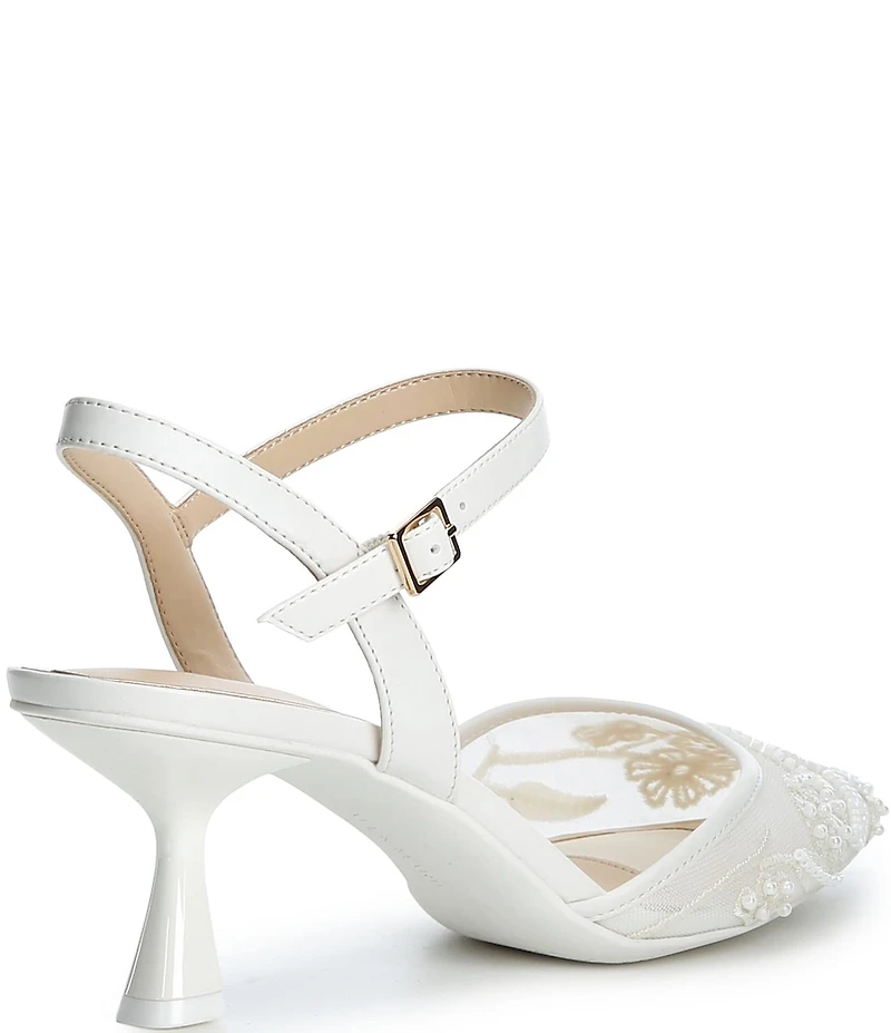 Alex Marie Alyssa Embroidered Mesh Slingback Pumps