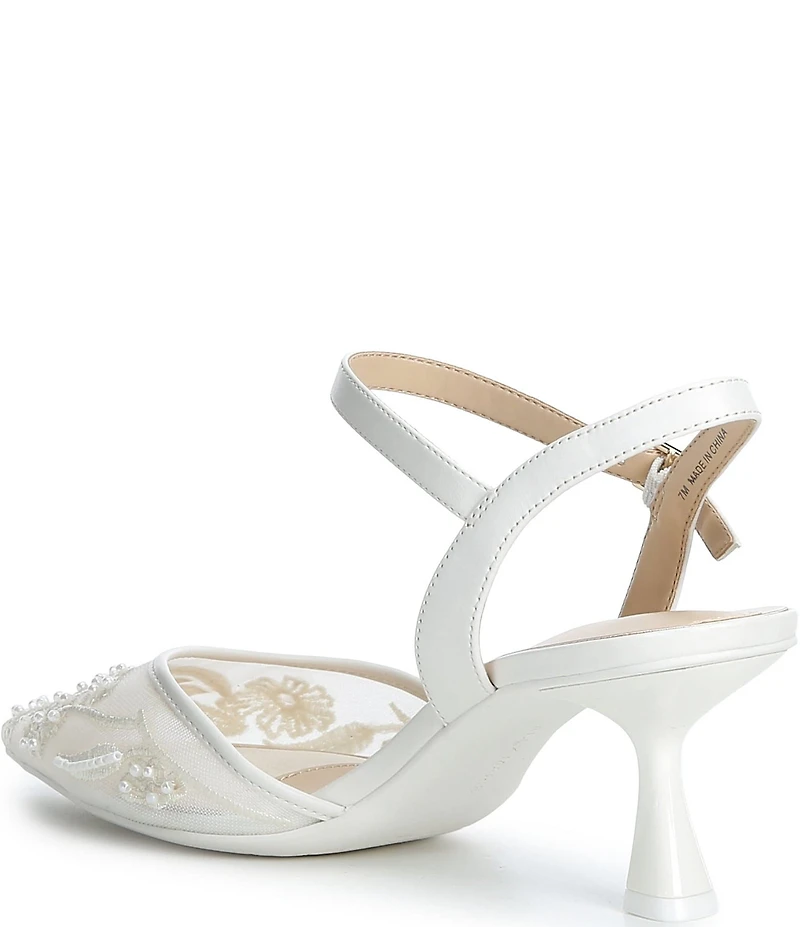 Alex Marie Alyssa Embroidered Mesh Slingback Pumps