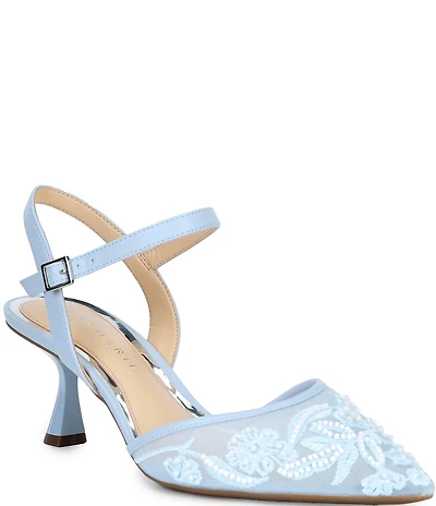 Alex Marie Alyssa Embroidered Mesh Slingback Pumps