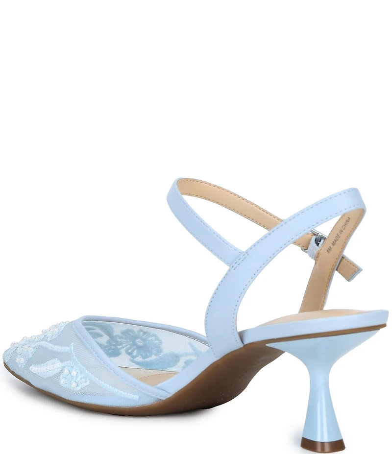 Alex Marie Alyssa Embroidered Mesh Slingback Pumps