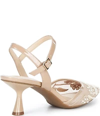 Alex Marie Alyssa Embroidered Mesh Slingback Pumps