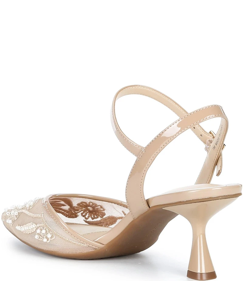 Alex Marie Alyssa Embroidered Mesh Slingback Pumps