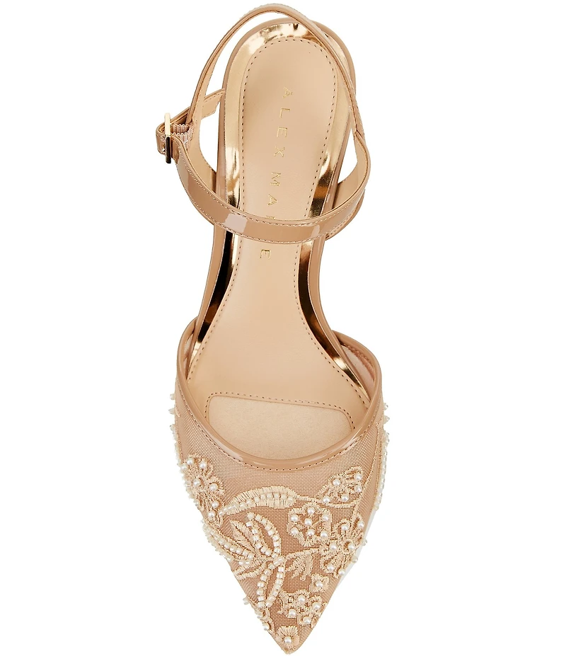 Alex Marie Alyssa Embroidered Mesh Slingback Pumps