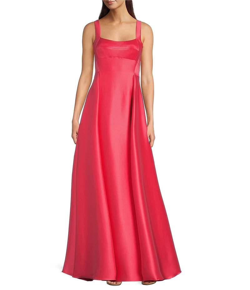 Alex Marie Andreina Stretch Mikado Scoop Neck Sleeveless Gown