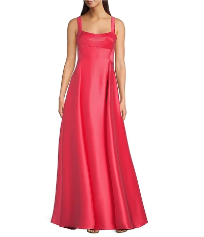 Alex Marie Andreina Stretch Mikado Scoop Neck Sleeveless Gown