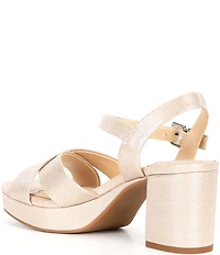 Alex Marie Anette Lizard Embossed Leather Cross Band Platform Sandals