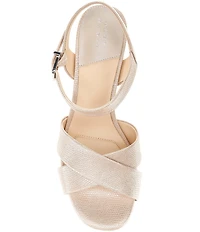 Alex Marie Anette Lizard Embossed Leather Cross Band Platform Sandals