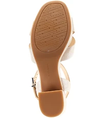 Alex Marie Anette Lizard Embossed Leather Cross Band Platform Sandals