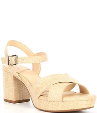 Alex Marie Anette Raffia Cross Band Platform Sandals