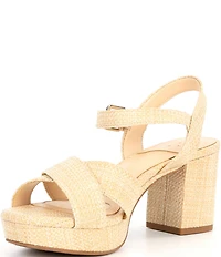 Alex Marie Anette Raffia Cross Band Platform Sandals