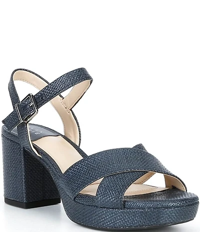 Alex Marie Anette Raffia Cross Band Platform Sandals