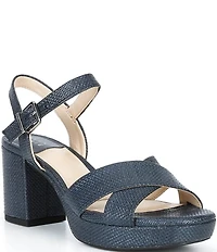 Alex Marie Anette Raffia Cross Band Platform Sandals