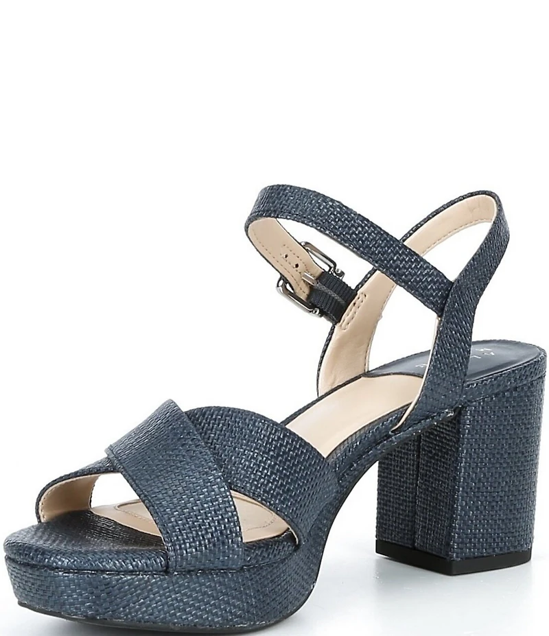Alex Marie Anette Raffia Cross Band Platform Sandals