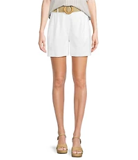 Alex Marie Angela Linen Blend Belted Flat Front Shorts