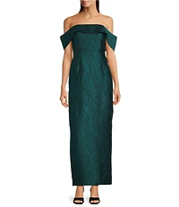 Alex Marie Anika Off-The-Shoulder Sleeveless Jacquard Maxi Gown