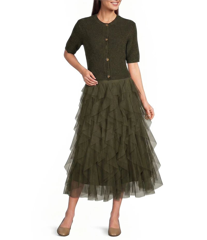 Alex Marie Anna Tulle Midi Skirt