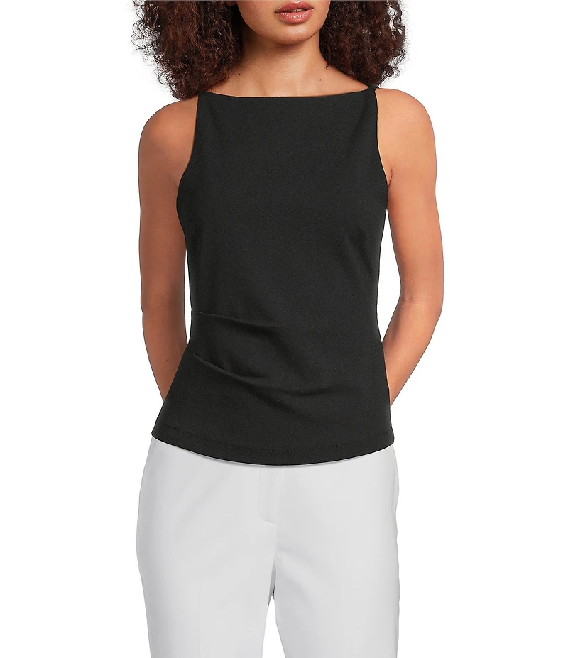 Alex Marie Anne Boat Neckline Sleeveless Scuba Crepe Top