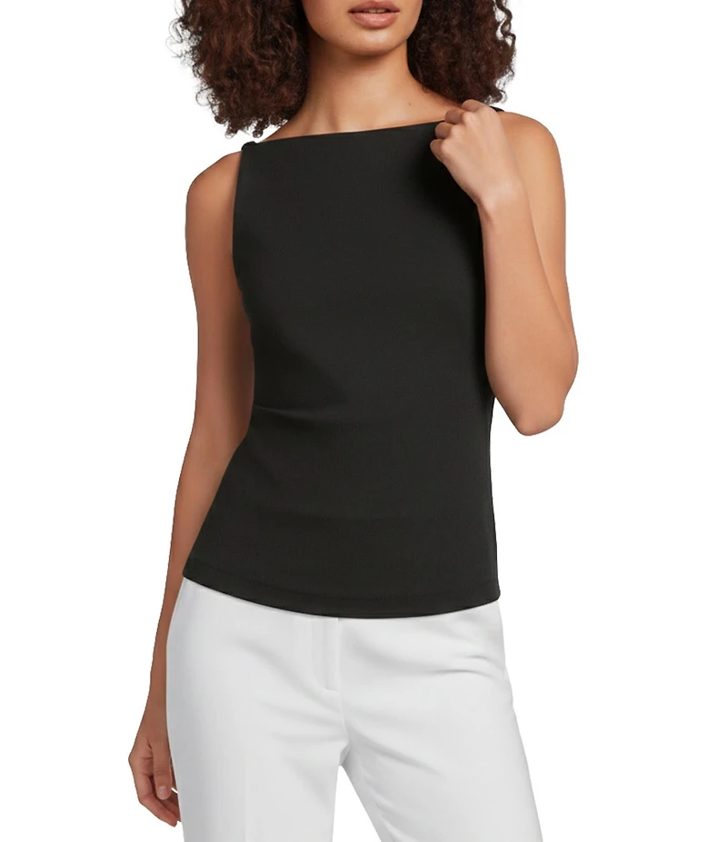 Alex Marie Anne Boat Neckline Sleeveless Scuba Crepe Top