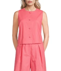 Alex Marie Annie Jewel Neckline Sleeveless Stretch Linen Coordinating Blouse