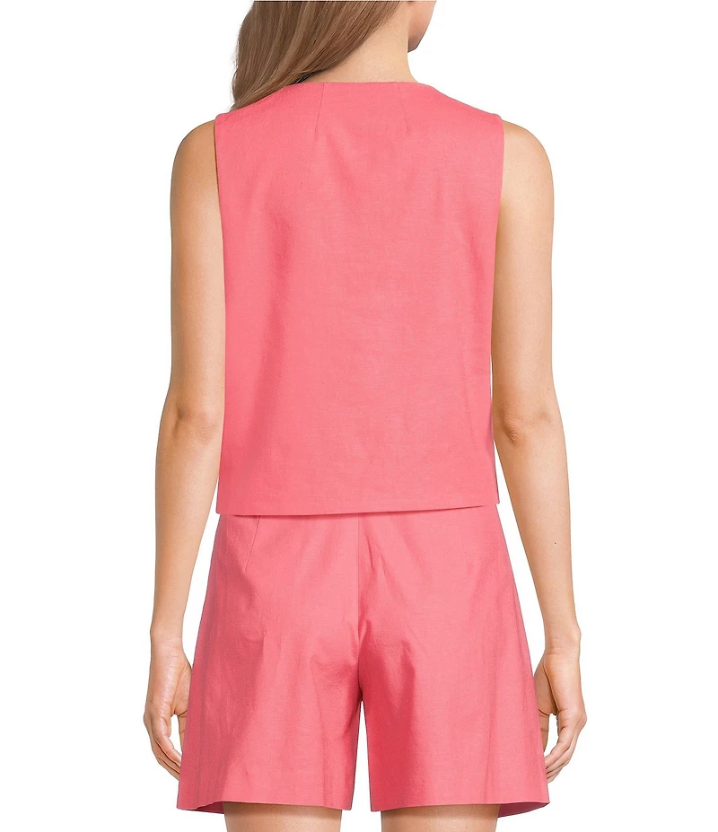 Alex Marie Annie Jewel Neckline Sleeveless Stretch Linen Coordinating Blouse