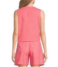 Alex Marie Annie Jewel Neckline Sleeveless Stretch Linen Coordinating Blouse