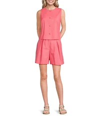 Alex Marie Annie Jewel Neckline Sleeveless Stretch Linen Coordinating Blouse