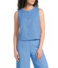 Alex Marie Annie Jewel Neckline Sleeveless Stretch Linen Coordinating Blouse