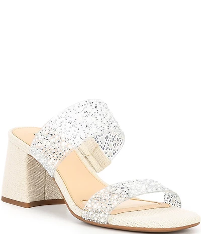 Alex Marie Austyn Pearl and Rhinestone Clear Banded Dress Slide Sandals