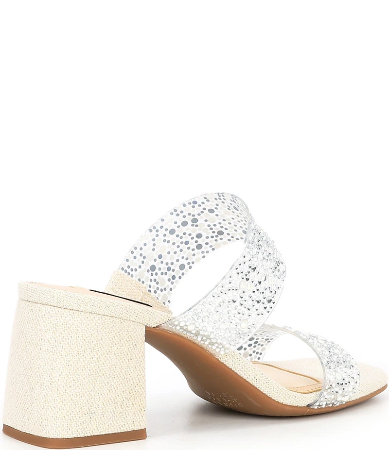Alex Marie Austyn Pearl and Rhinestone Clear Banded Dress Slide Sandals