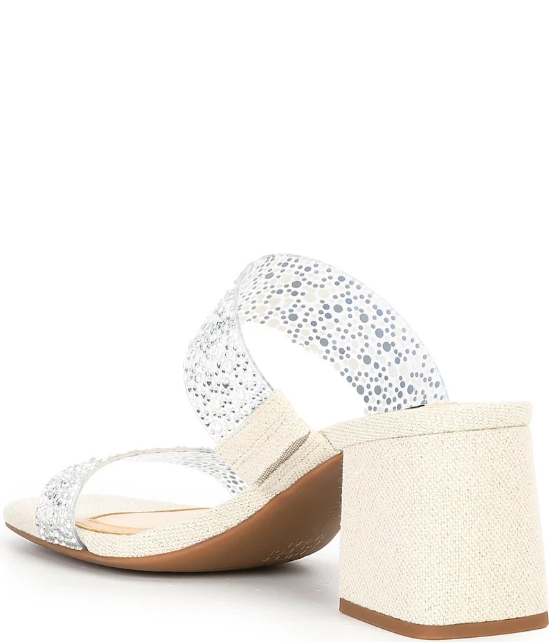 Alex Marie Austyn Pearl and Rhinestone Clear Banded Dress Slide Sandals