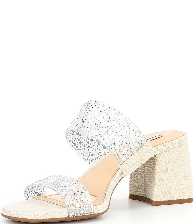Alex Marie Austyn Pearl and Rhinestone Clear Banded Dress Slide Sandals