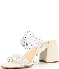Alex Marie Austyn Pearl and Rhinestone Clear Banded Dress Slide Sandals