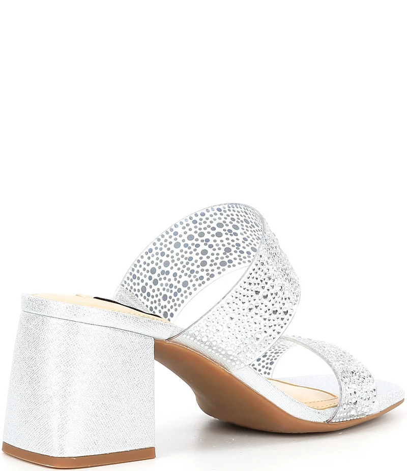 Alex Marie Austyn Rhinestone Clear Banded Dress Slide Sandals