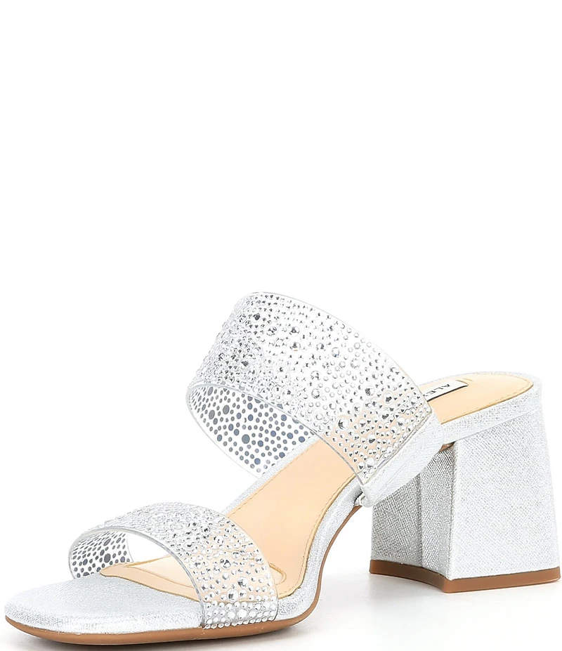 Alex Marie Austyn Rhinestone Clear Banded Dress Slide Sandals