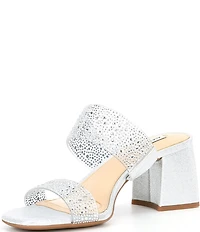 Alex Marie Austyn Rhinestone Clear Banded Dress Slide Sandals