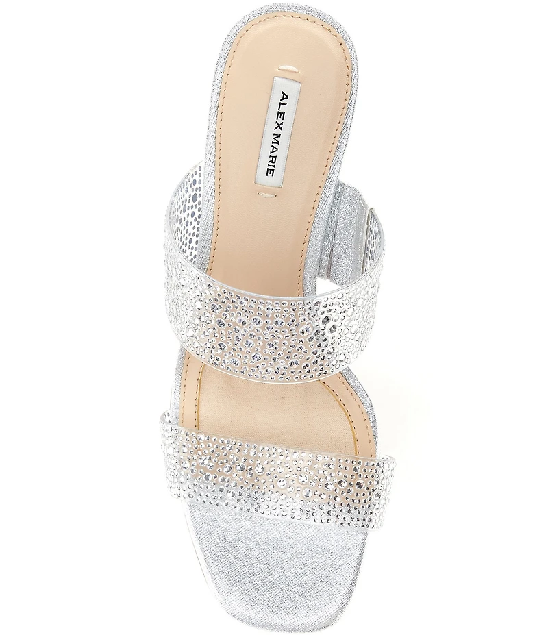Alex Marie Austyn Rhinestone Clear Banded Dress Slide Sandals