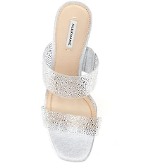 Alex Marie Austyn Rhinestone Clear Banded Dress Slide Sandals