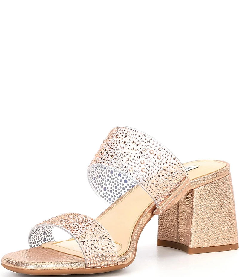 Alex Marie Austyn Rhinestone Clear Banded Dress Slide Sandals