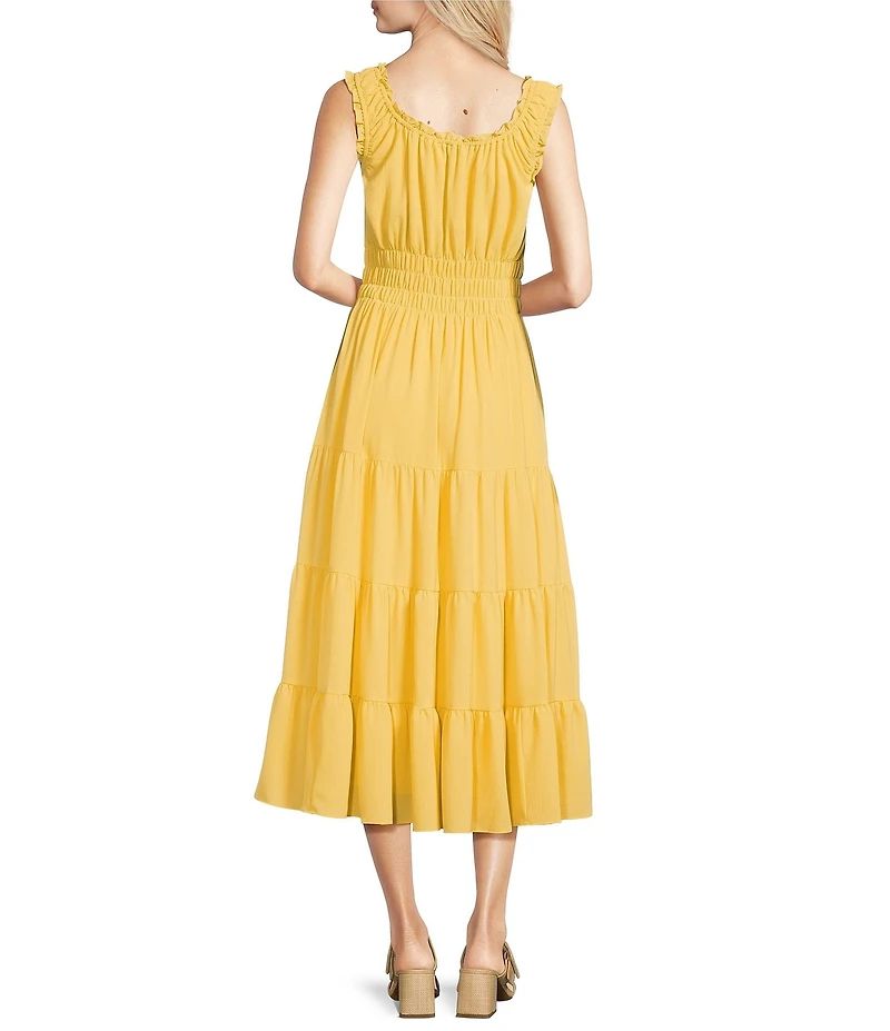 Alex Marie Bentley Pebble Crepe Scoop Neck Sleeveless Maxi Dress