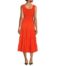 Alex Marie Bentley Pebble Crepe Scoop Neck Sleeveless Maxi Dress