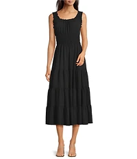 Alex Marie Bentley Pebble Crepe Scoop Neck Sleeveless Maxi Dress