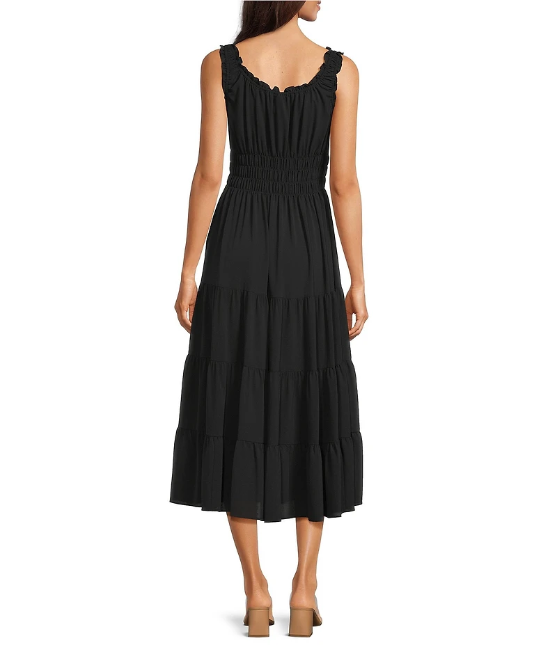 Alex Marie Bentley Pebble Crepe Scoop Neck Sleeveless Maxi Dress