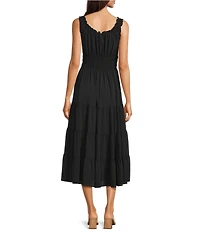 Alex Marie Bentley Pebble Crepe Scoop Neck Sleeveless Maxi Dress